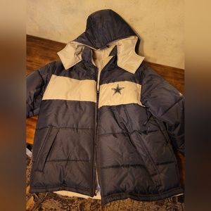 Vintage L Reebok Dallas Cowboys Reversible Puffer Coat embroidered NFL Men